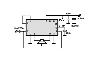 TDA1518BQ BTL circuito eletronico
